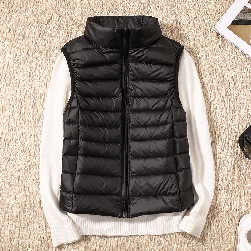 Autumn And Winter New Thin Lightweight Short Type Casual Fashion Stand-up Collar Down Jacket Vest Women's Light Down Feather Liner - Image 10