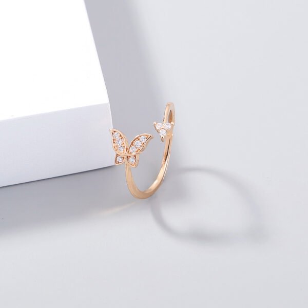 Butterfly Sparkly Zircon Open Adjustable Ring - Image 4