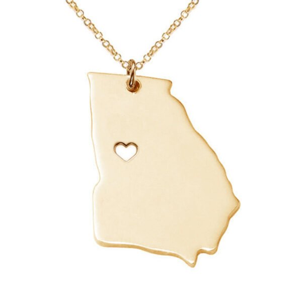 United States Of America Georgia State Map Stainless Steel Necklace - Image 2