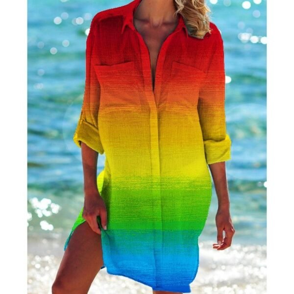 Women's Vacation Beach Bikini Jacket Printed Shirt - Image 6