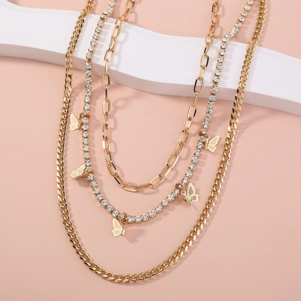 Butterfly diamond-studded multi-layer necklace - Image 6