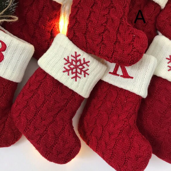 Woolen Knitted Christmas Letter Socks Decoration Pendant Gift Bag - Image 6