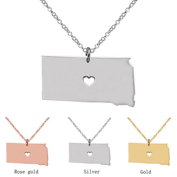 United States South Dakota State Map Stainless Steel Necklace