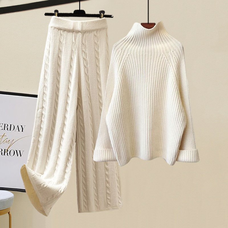 Anti-aging Outfits Women's Lazy Sweater Wide Leg Pants Vest Coat - Image 5