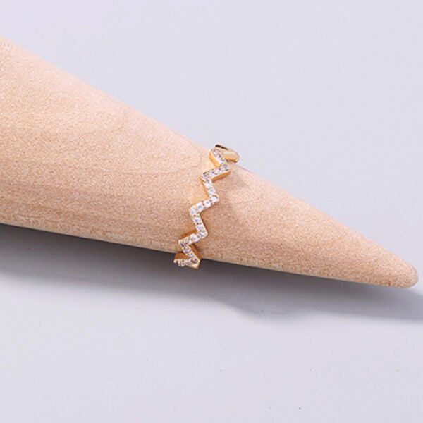 Wavy Sparkly Zircon Adjustable Ring - Image 3