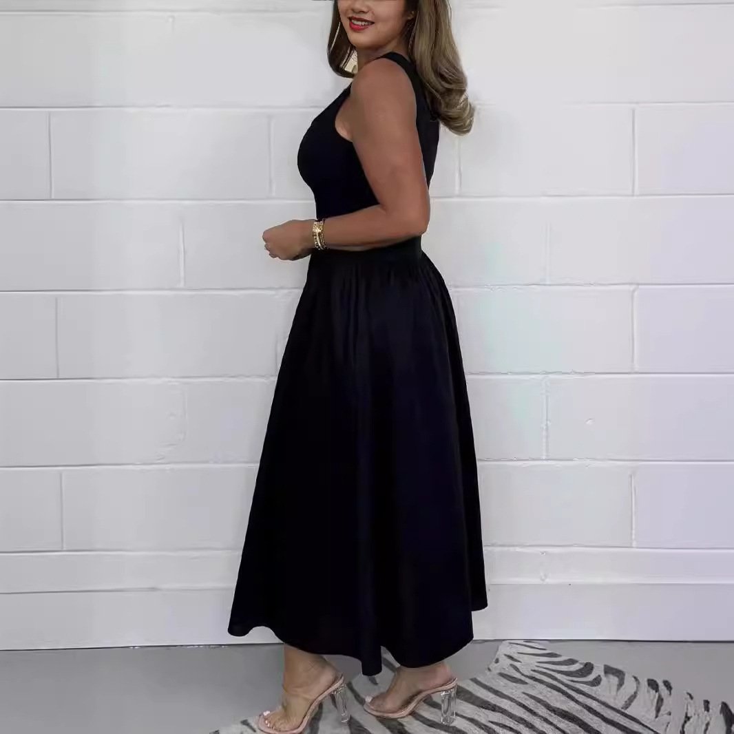 Women's Waist-tight Solid Color Casual High Sense Dress - Image 2