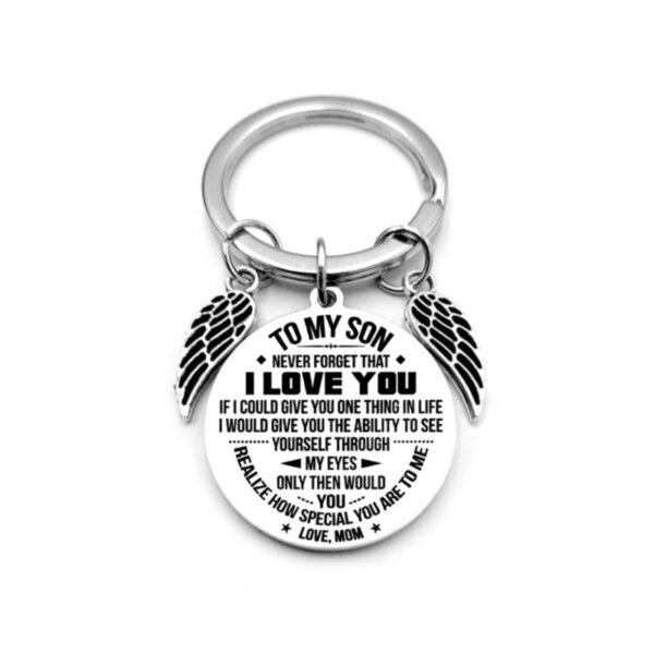 Angel Wings Heart To My Son Inspirational Keychain - Image 7