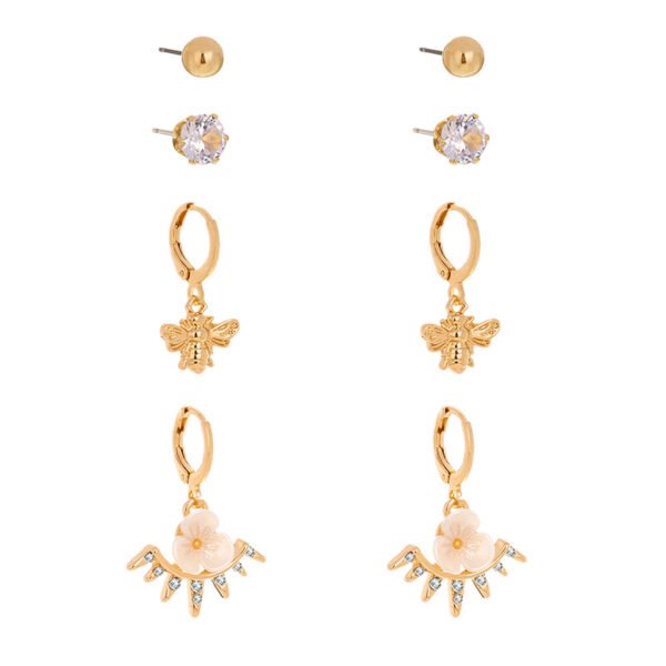 The tide is contracted cool cool breeze small ear nail set combination, temperament South Korea net red retro ear ornaments - Image 4