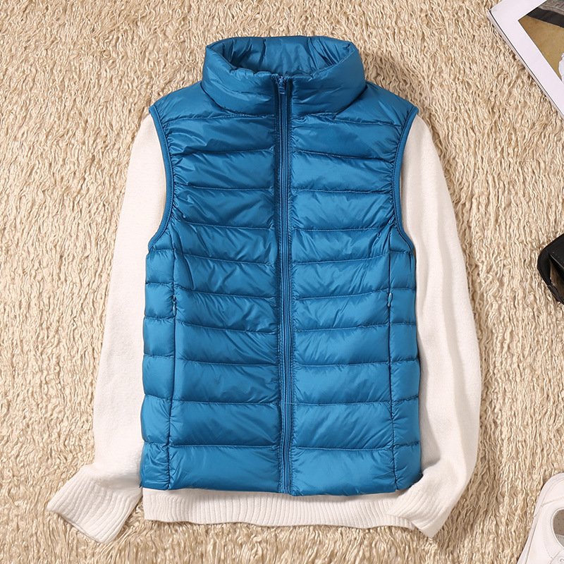 Autumn And Winter New Thin Lightweight Short Type Casual Fashion Stand-up Collar Down Jacket Vest Women's Light Down Feather Liner
