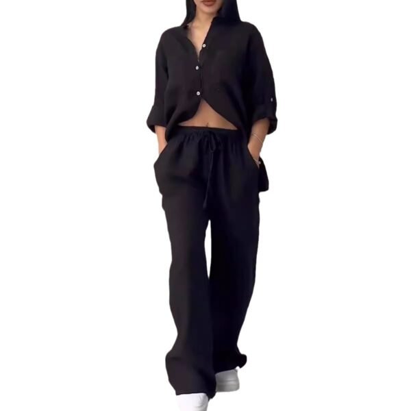 Women's Wide-leg Pants Lace-up Two-piece Suit - Image 5