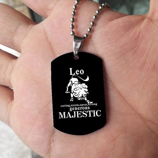 12 Constellation Black Stainless Steel Pendant Dog Army Tag Necklace - Image 6