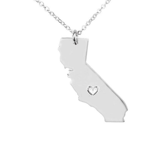 USA California State Map Stainless Steel Necklace - Image 4