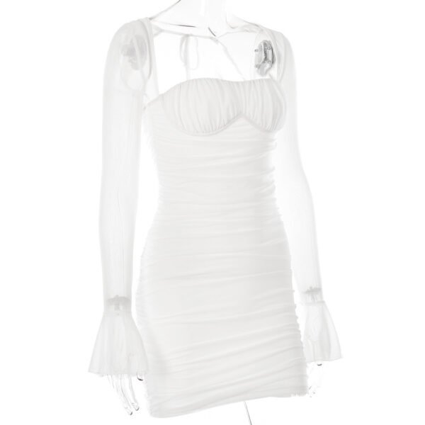 Perspective Long Sleeve Solid Hip Wrap Skirt - Image 3