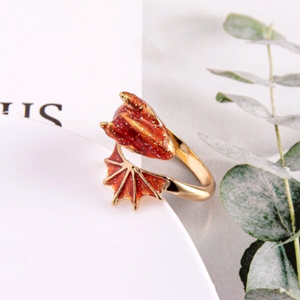 Boho Blue Green Pink Red Dragon Wing Adjustable Rings For Women - Image 6