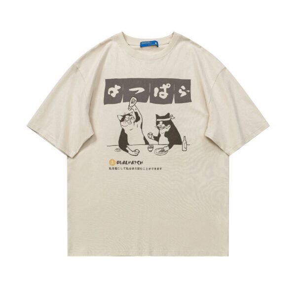 Letter Cartoon Print Breathable Loose Round Neck Short Sleeve T-Shirt