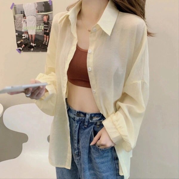 Women's Thin Solid Color Sunscreen Chiffon Shirt Jacket - Image 5