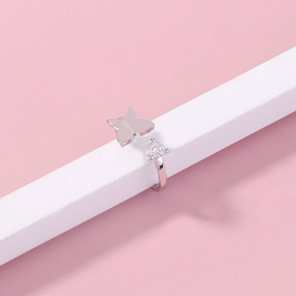 Butterfly Zircon Adjustable Brass Ring - Image 4