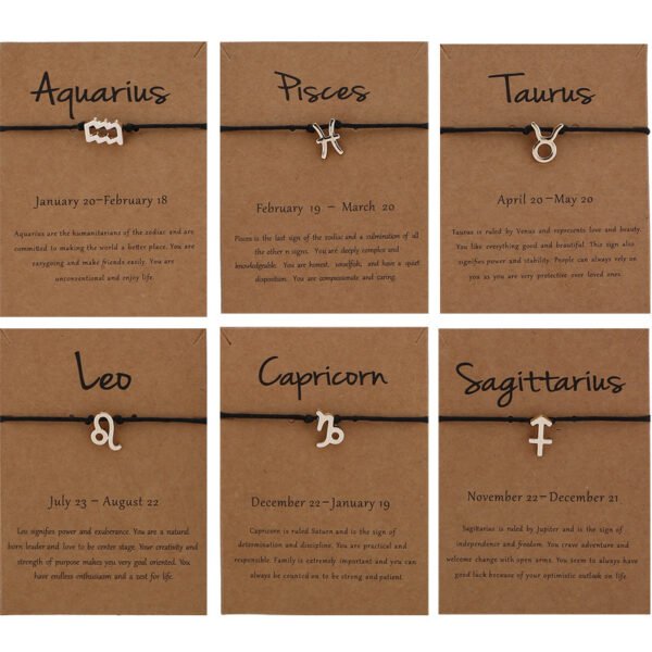 12 Constellation Zodiac Sign Rope Bracelet Adjustable Couple Bracelets - Image 2