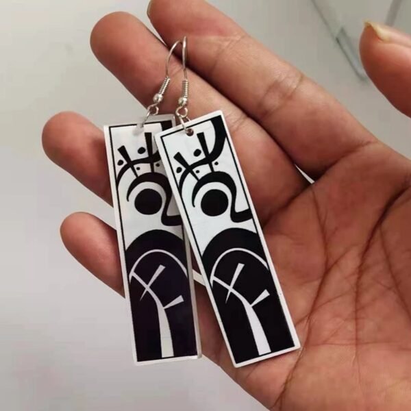Anime Tokyo Revengers Earrings Jewelry Vintage Tattoo Runes Rectangle Acrylic Pendant Dangle Earrings - Image 5