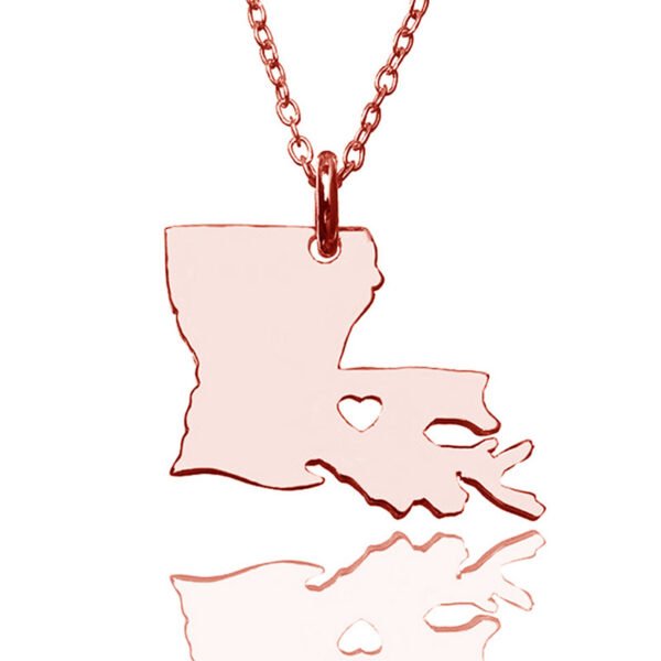USA Louisiana State Map Stainless Steel Necklace - Image 3