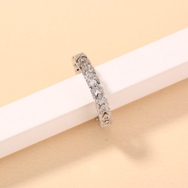 Adjustable Arrowhead Texture Zircon Brass Ring - Image 5