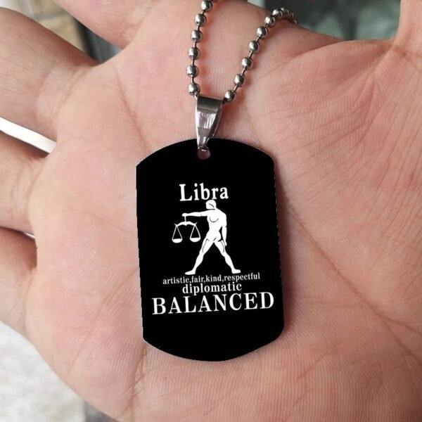 12 Constellation Black Stainless Steel Pendant Dog Army Tag Necklace - Image 7