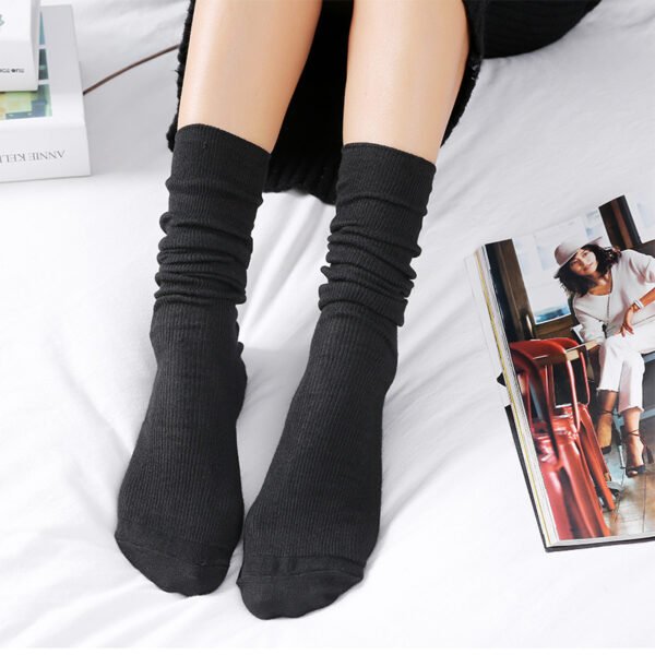 Women's Thin Solid Color Retro Long Socks - Image 4