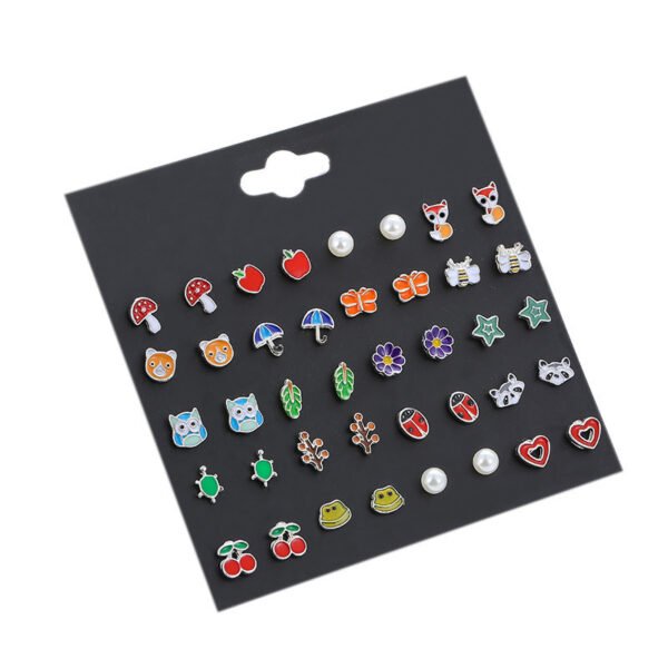 20 Pairs Of Cute All-Match Animal Fruit Combination Set Earrings - Image 5