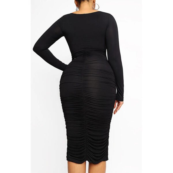 Women's Square Neck Sexy Shaping Pleated Buttock Dress - Image 3