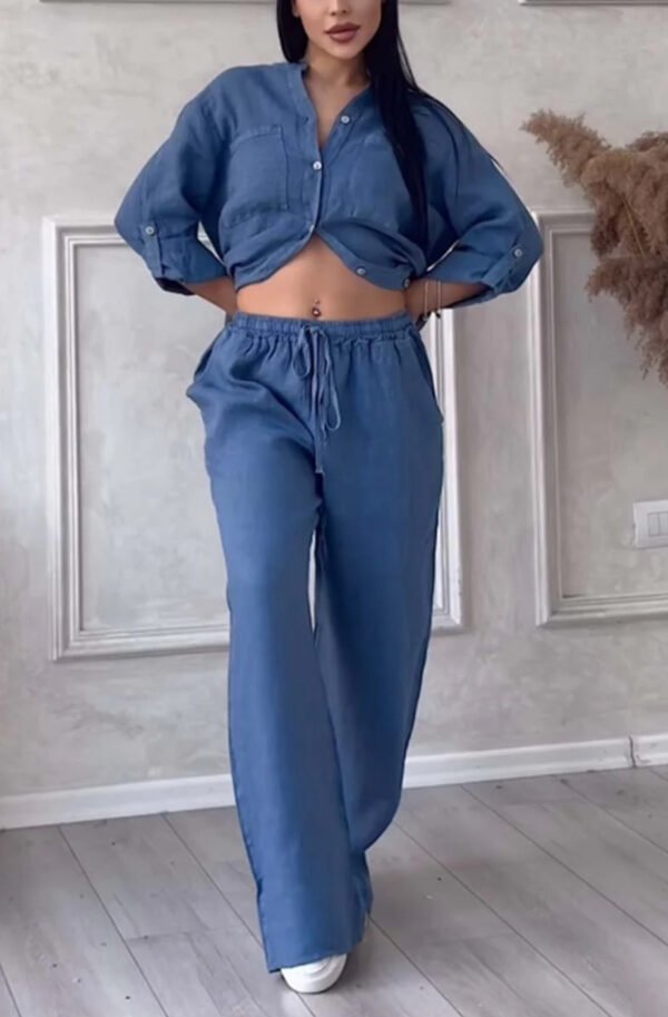 Women's Wide-leg Pants Lace-up Two-piece Suit - Image 6