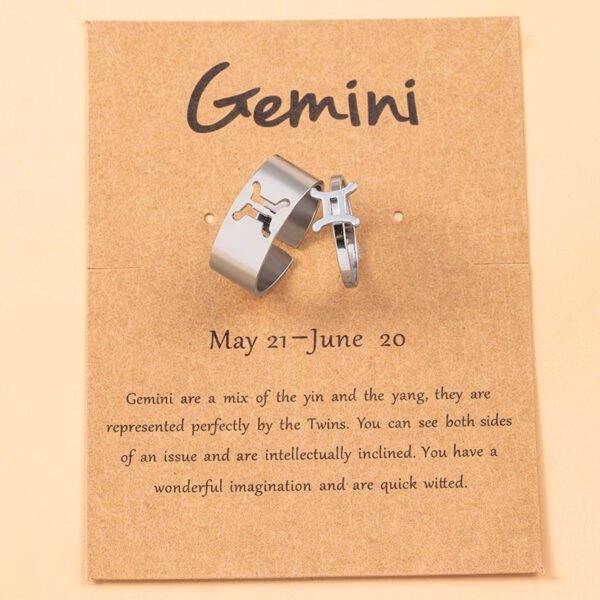 12 Constellation Sign Stainless Steel Couple Ring Knuckle Finger Rings - Image 10