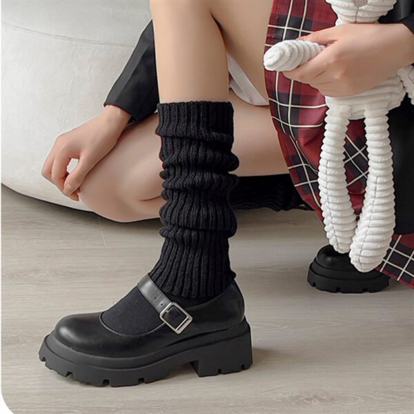 Wool Knitted Socks Leg Cover Pile Pile Socks Calf Socks Women's Mid-tube Socks - Image 2