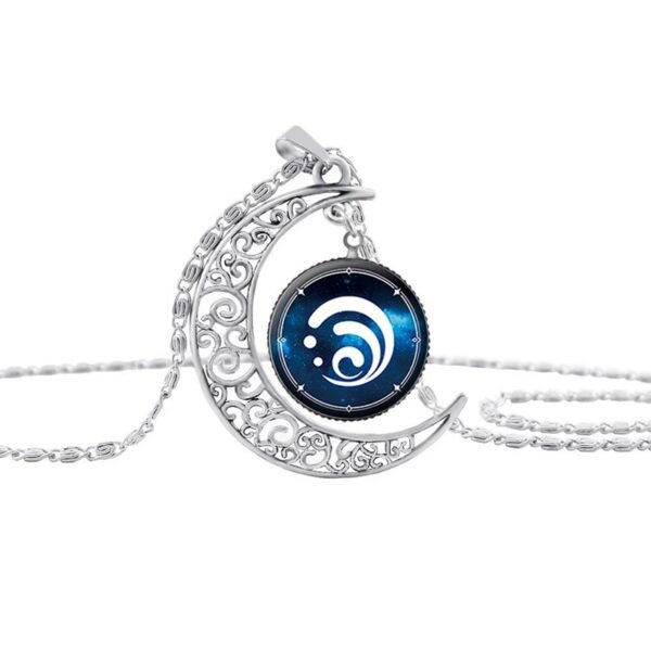 Vintage Hollow Moon Pendant Necklace Genshin Impact Eye of God Weapon Props Dome Glass Necklaces For Women - Image 7