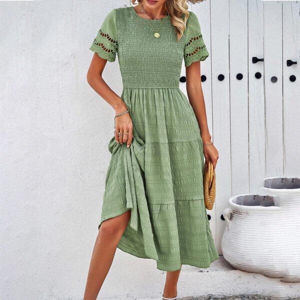 Women's Temperament Smocking Hollow Dress - Image 4