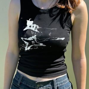 American Guitar Doodle Print Vest