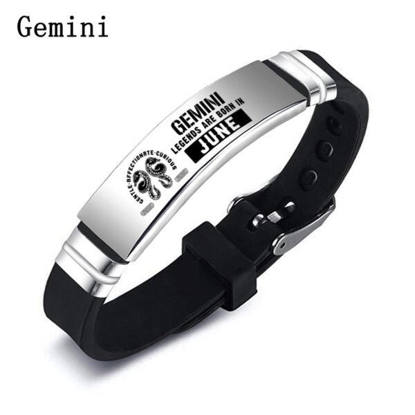 12 Zodiac Sign Constellation Stainless Steel Silicone Band Adjustable Bracelet Bangle - Image 9