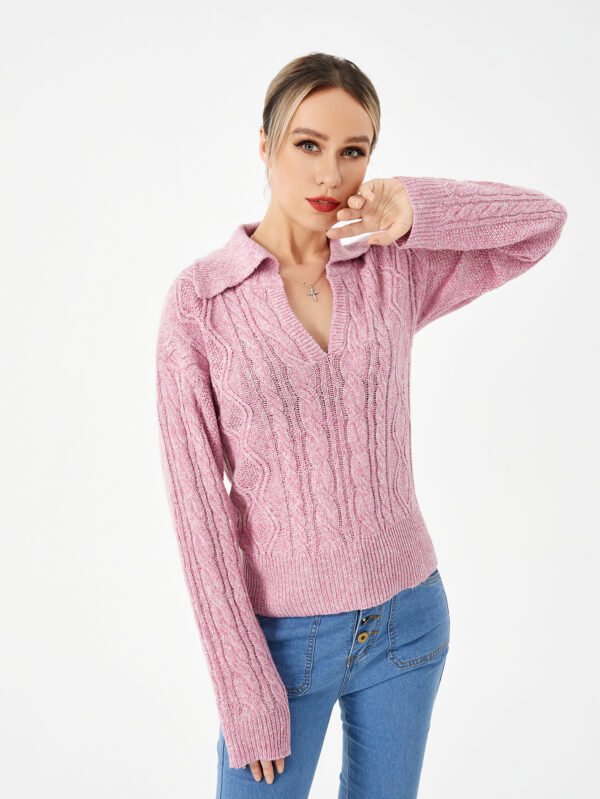 Women's Warm Casual Lapel Sweater - Image 2