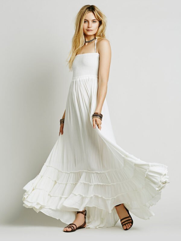 Backless Bohemian Beach Maxi Dress Cotton - Image 7