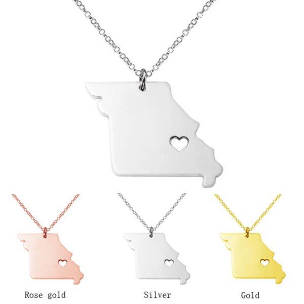 United States Of America Missouri State Map Stainless Steel Necklace
