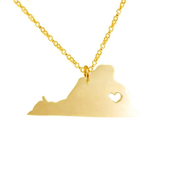 USA Virginia State Map Stainless Steel Pendant Necklace - Image 4