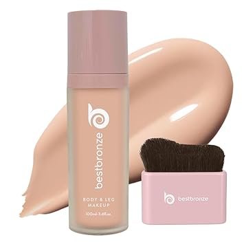 Best Bronze Bombshell Body & Leg Makeup Kit - Waterproof Leg Makeup w/Foundation Brush - Leg Concealer Bundle w/Body Makeup and Applicator Brush (NW10)