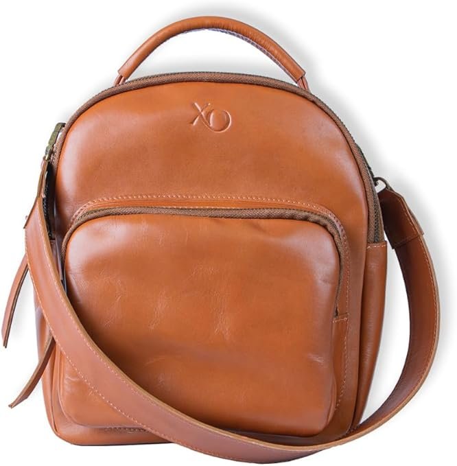 Real Leather Medium Backpack for Women, or Handbag Purse When Using Shoulder Strap, Handcrafted by Expert Chilean Artisans with Patagonian Sourced Leather. Osorno Chesnut Brown