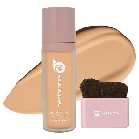 Best Bronze Bombshell Body & Leg Makeup Kit - Waterproof Leg Makeup w/Foundation Brush - Leg Concealer Bundle w/Body Makeup and Applicator Brush (NC20)