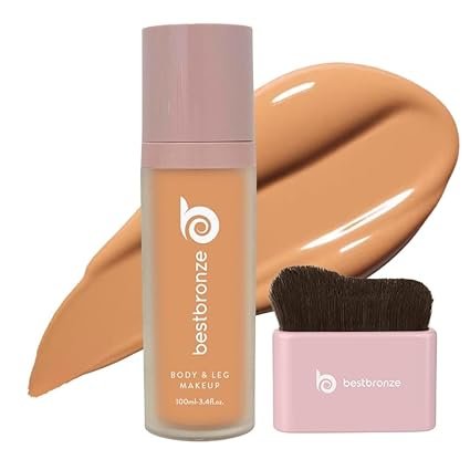 Best Bronze Bombshell Body & Leg Makeup Kit - Waterproof Leg Makeup w/Foundation Brush - Leg Concealer Bundle w/Body Makeup and Applicator Brush (NC44)