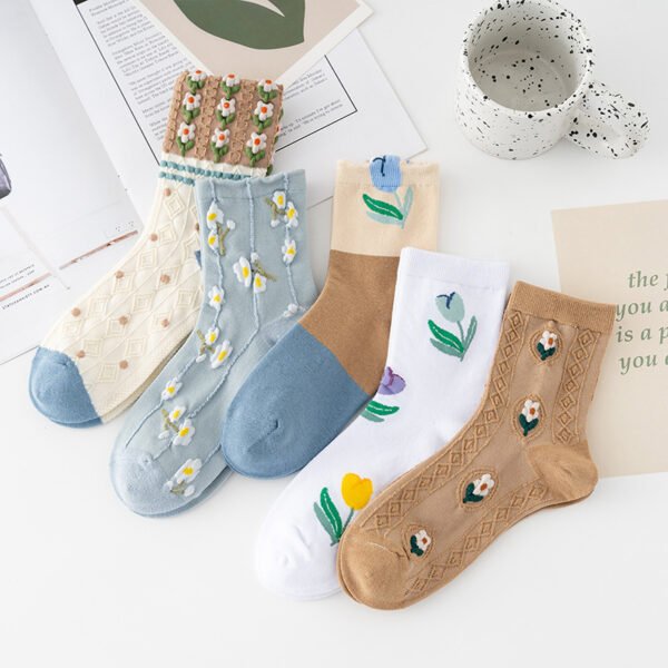 Autumn Women's Morandi Mid-calf Color Matching Socks - Image 3