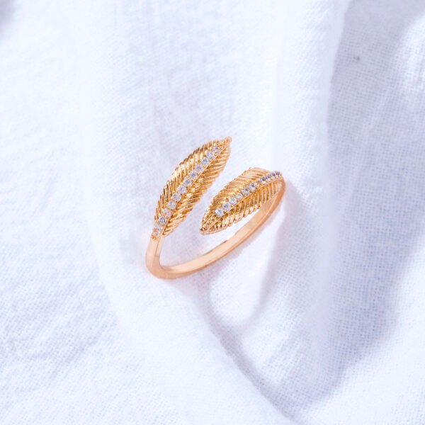 Zircon-inlaid Feather Opening Simple Micro-inlaid Zircon Ring Female Accessories - Image 3