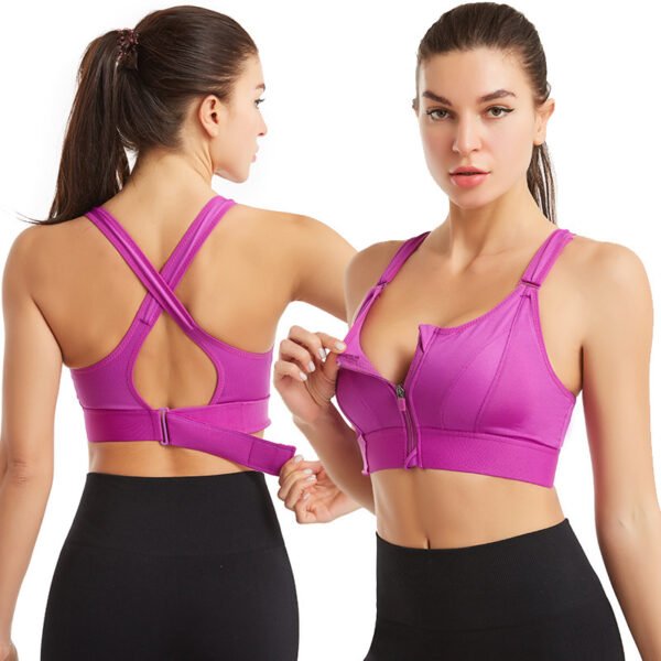 Adjustable Front Zipper Sports Bra - Image 2