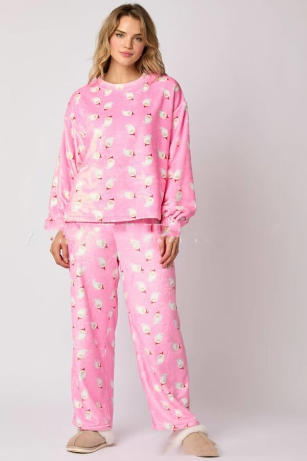 2024 Casual Flannel Pajama Sets For Women 2 Piece Cute Long Sleeve Matching Lounge Shirts Sets Santa Claus Pajamas Homewear - Image 4
