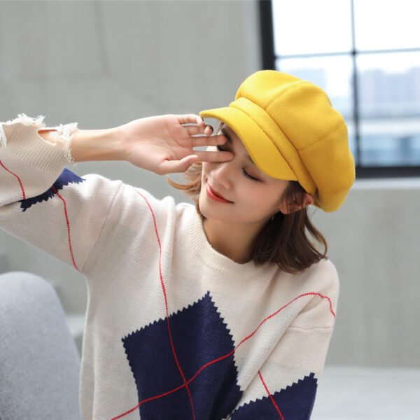 Woolen Octagonal Hat Young Woman Painter Peaked Beret - Image 9