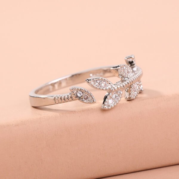Zircon Tree Branch Adjustable Brass Ring - Image 2